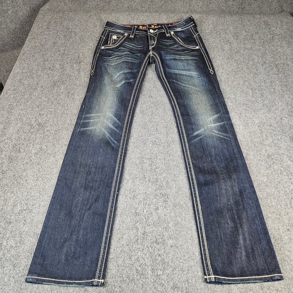 Rock Revival Adele Straight Leg Dark Wash Jeans Thick Stitch RRJ8178ST-4 Size 30